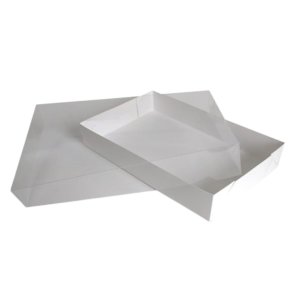 CAIXA DE ACETATO C/T TRANSPARENTE 25X16X4 RET BRANCO C/10 UNIDADES